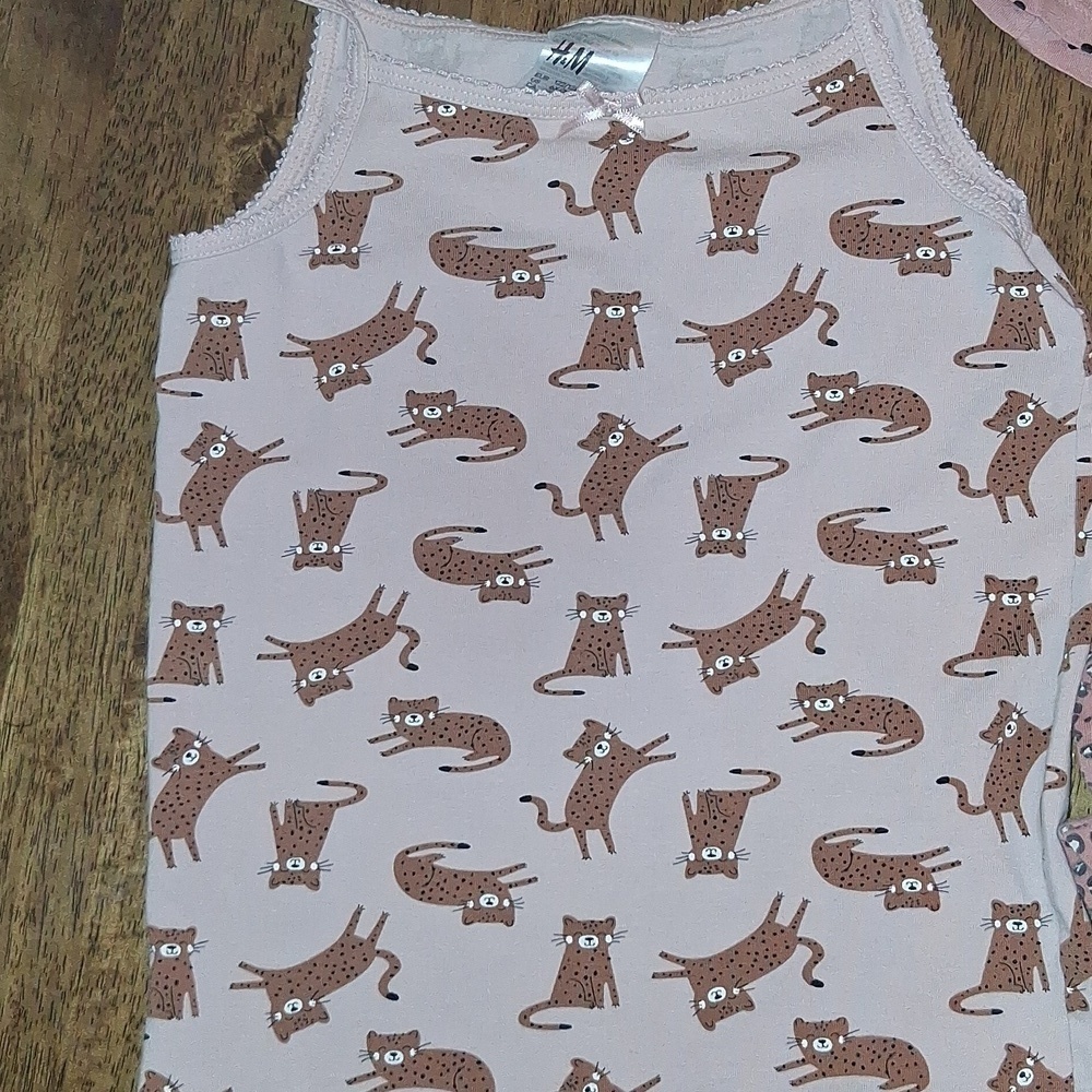 H & M Girls' White and Pink Clothing Set Dress Shirt Tank Shorts 6X/7 - Picture 5 of 7